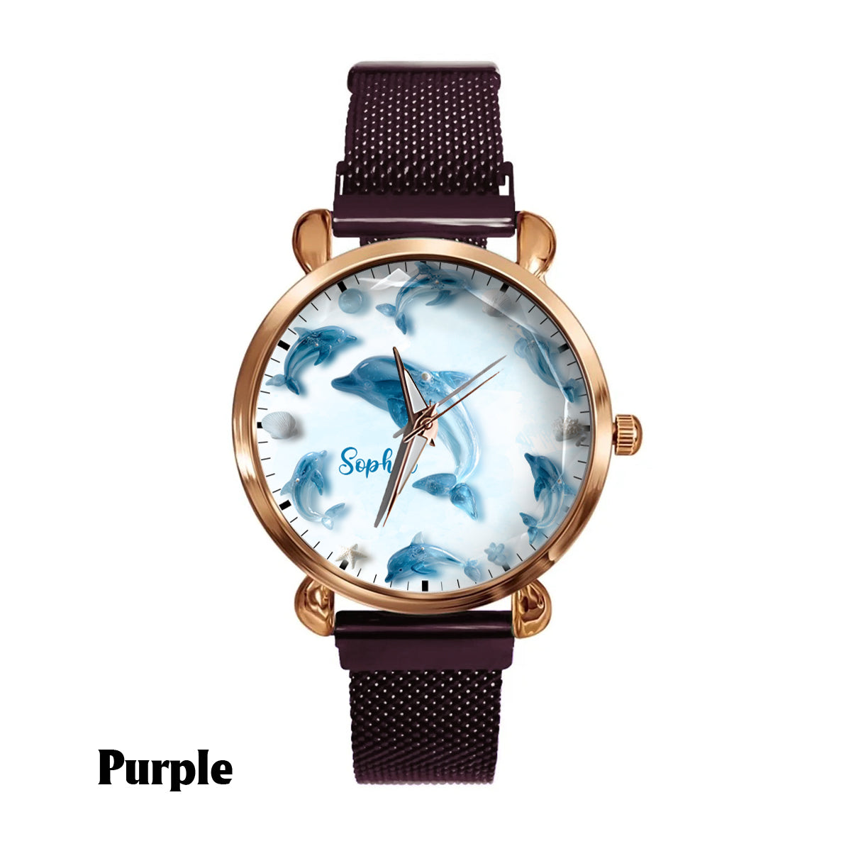 Glassy Dolphin - Personalized Dolphin Women Hand Watch