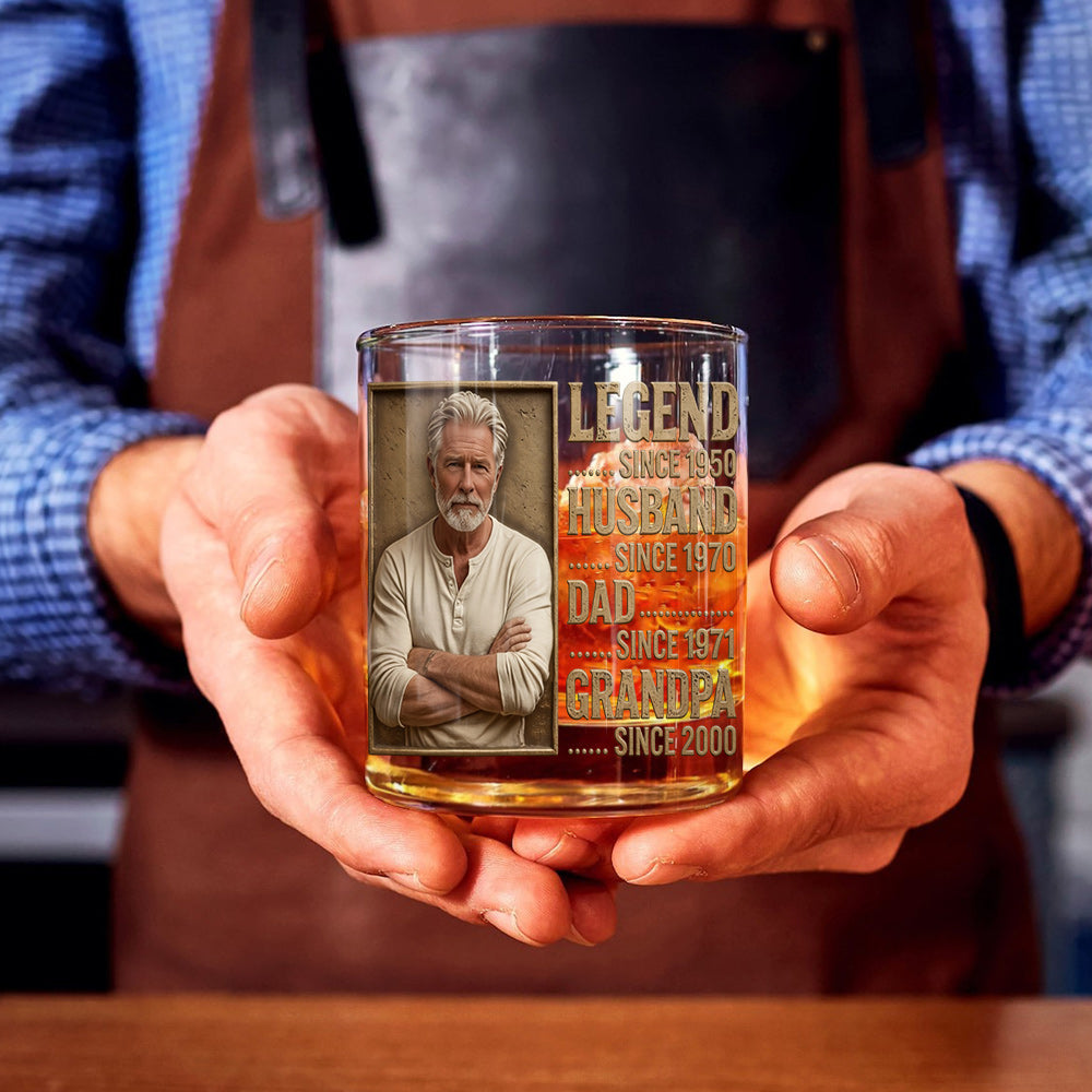 Legend Husband Dad Grandpa - Personalized Grandpa Whiskey Glass