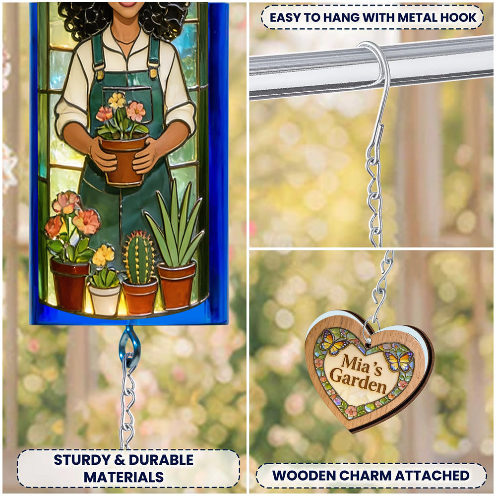Just A Girl Who Loves Gardening - Personalized Gardening Wine Bottle Wind Chime