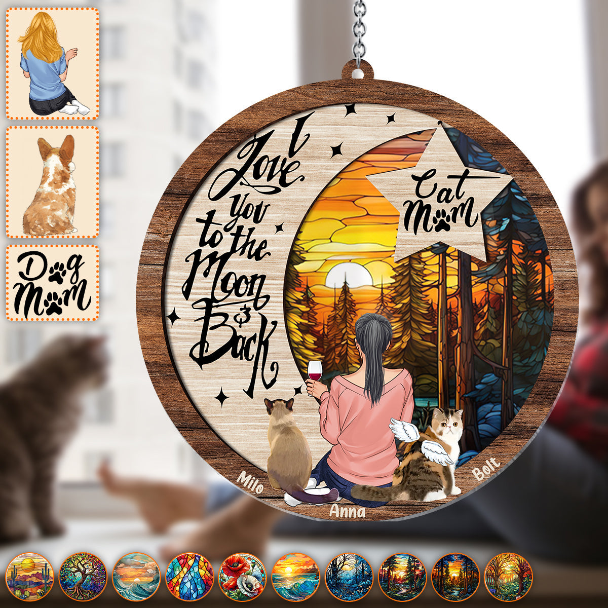 I Love You To The Moon And Back - Personalized Dog Window Hanging Suncatcher Ornament