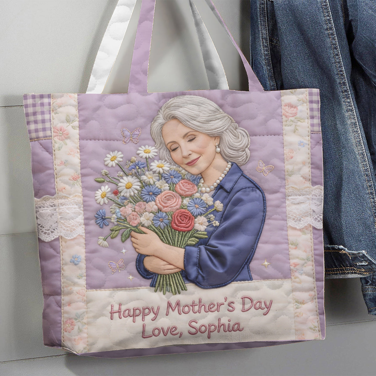 Custom Any Photo - Personalized Mother Quilted Tote Bag