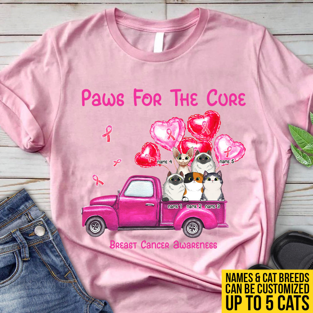 Paws For The Cure - Breast Cancer Awareness Personalized T-shirt And Hoodie