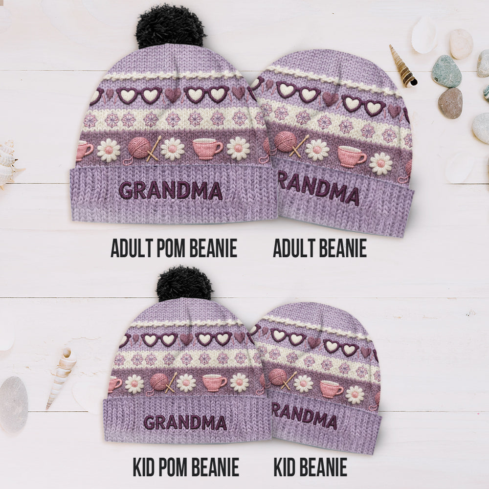 Grandma Mom - Personalized Grandma Beanie Hat