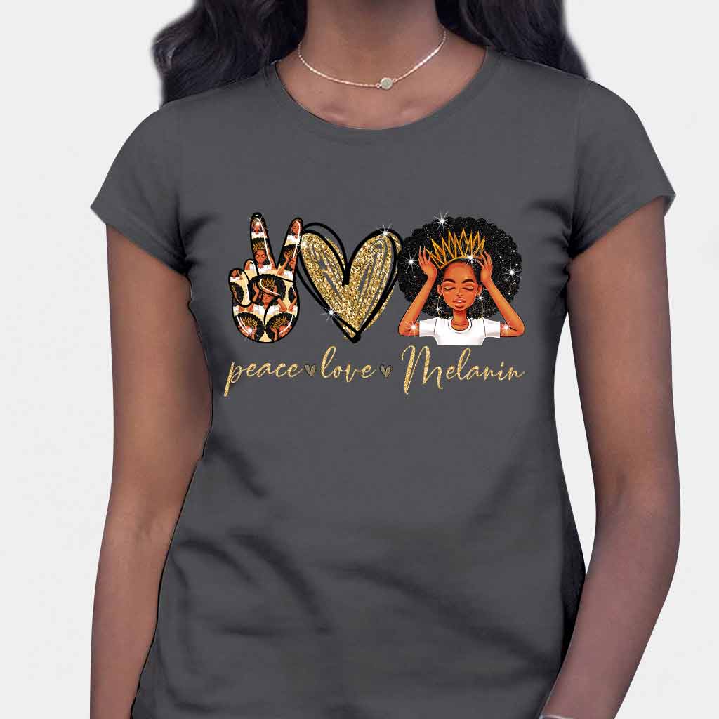 Melanin -African American T-shirt and Hoodie With Faux Glitter Print 1121