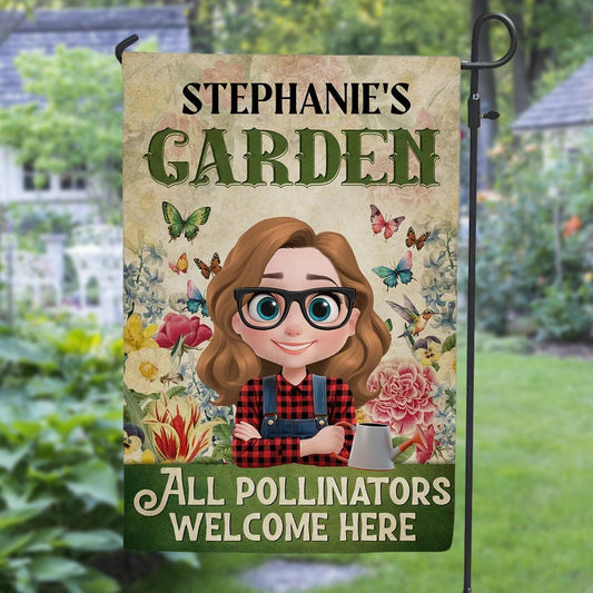 Custom Garden Flag Only for Garden Lovers, Whimsical Butterfly Florals and Friendly Gardener, A Heartwarming Unique Gift