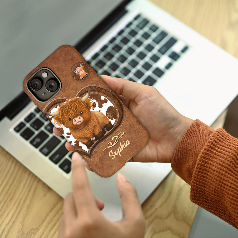 Cute Highland Cow - Personalized Highland Cow Full Print Phone Case