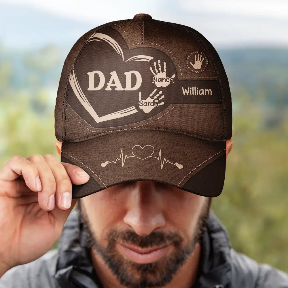Customized Grandpa Classic Cap with Kids’ Handprints – Sentimental Gift for Father’s Day