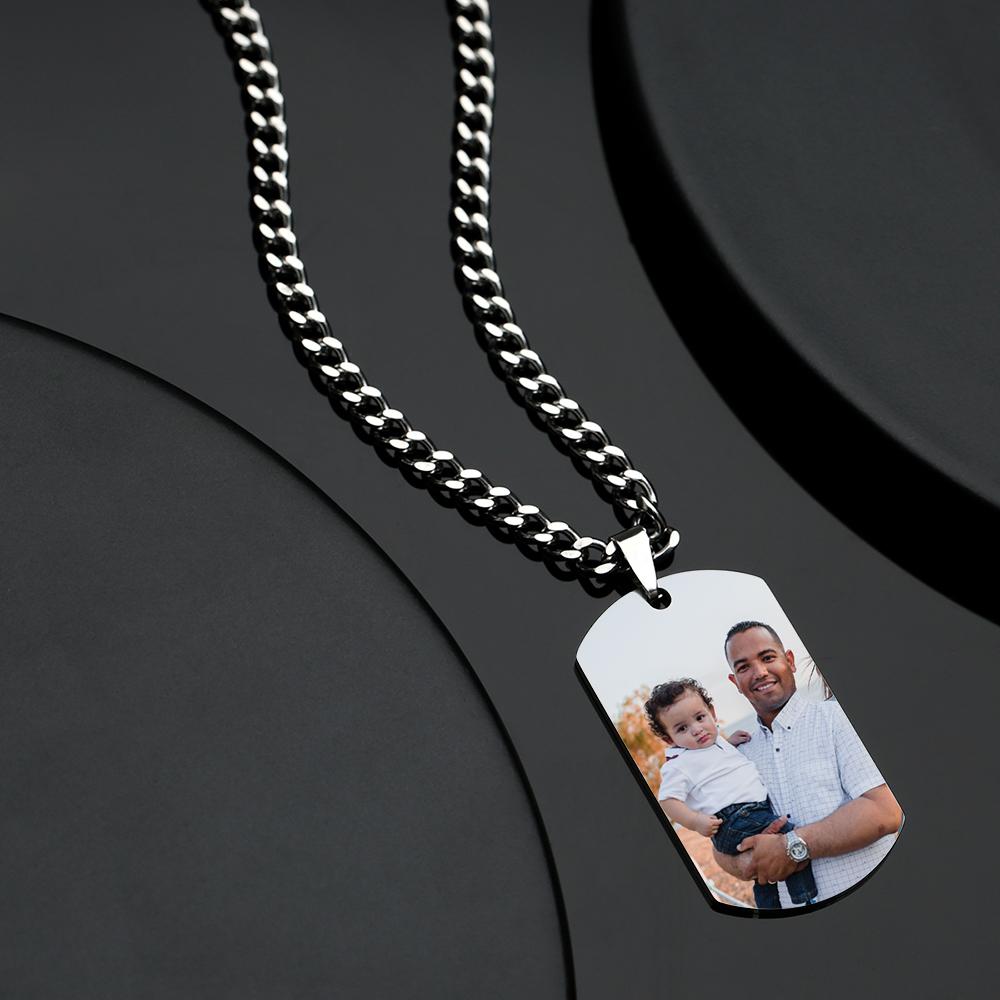 My Hero - Personalized Father Mens Dog Tag Photo Necklace