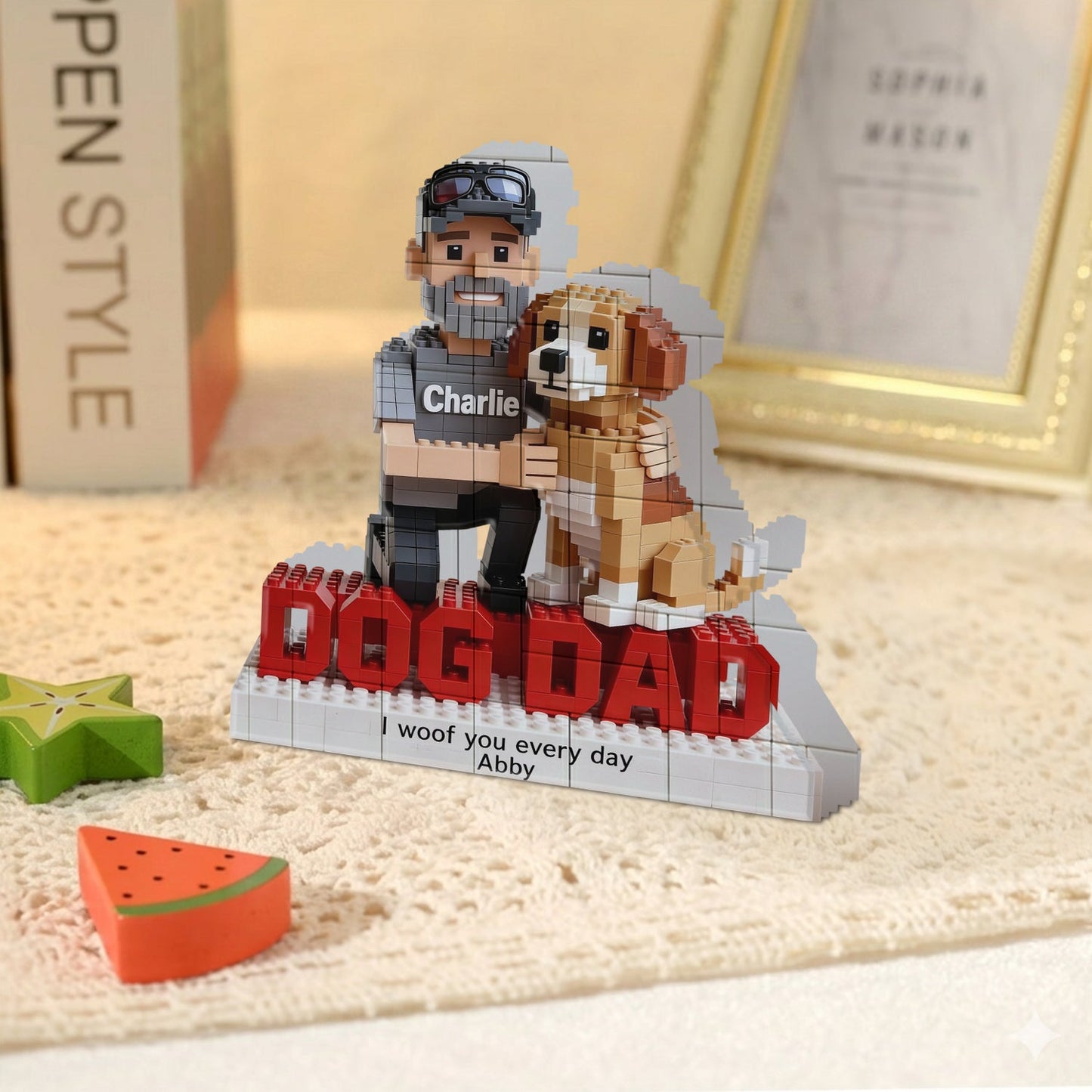 Gift For Dog Dad - Personalized Dog Shaped Building Blocks