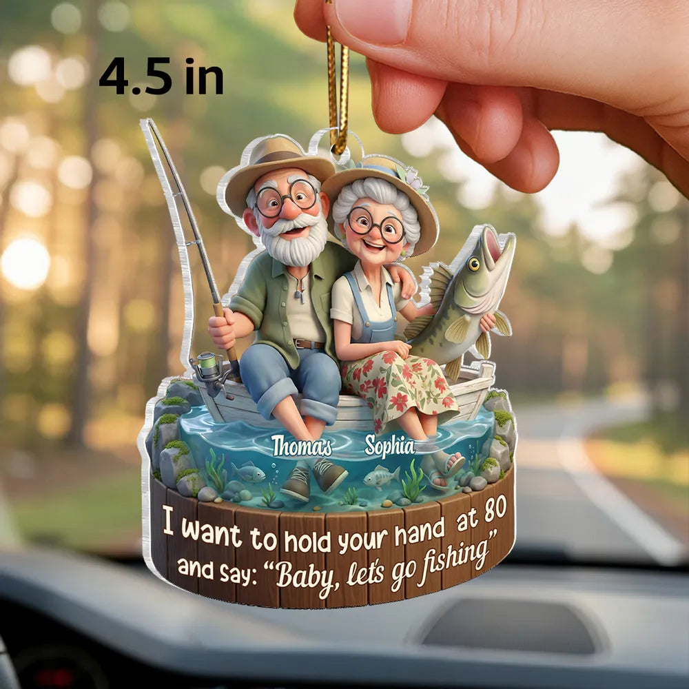 Acrylic Ornament Personalized Sweet Fishing Date Scene Heartwarming Holiday Decor Unique Creative Gift for Couples