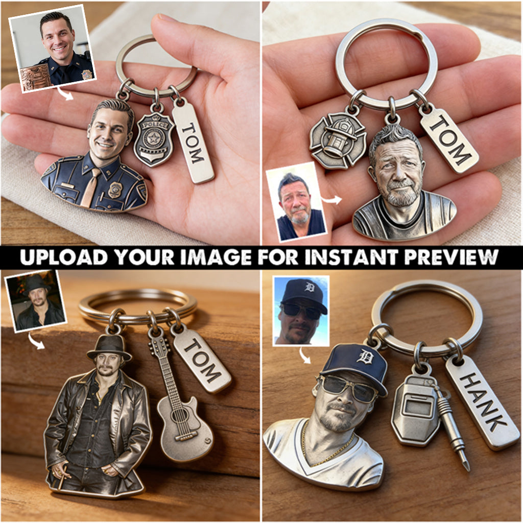 Custom Job Keychain - Personalized Police Officer Keychain With Charms