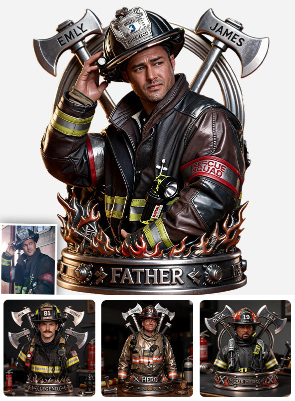 Custom Any Photo Firefighter Crew Gift For Dad - Personalized Firefighter Custom Shaped Acrylic Plaque