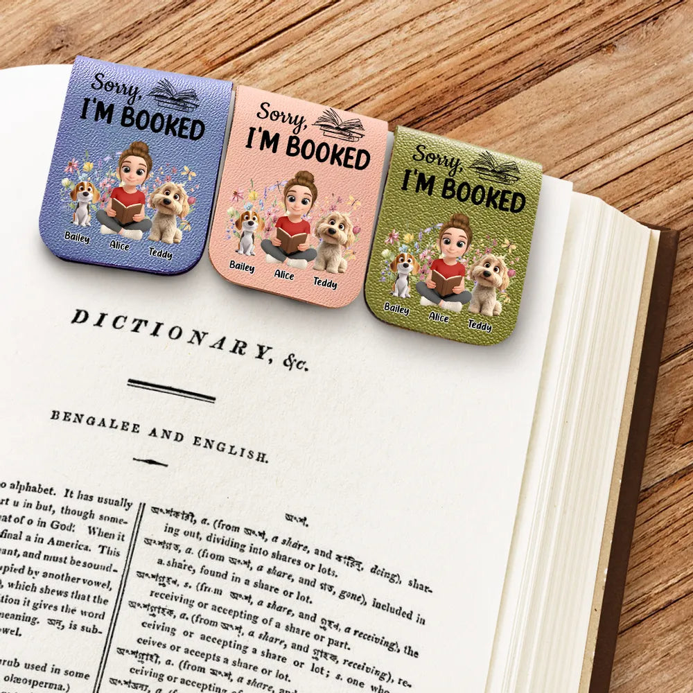Personalized Leather Magnetic Bookmark, Humorous Design with Cute Illustration, Ideal Book Companion