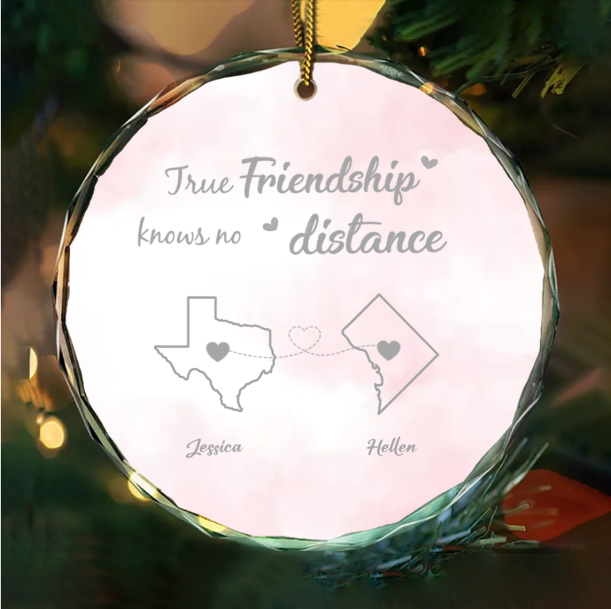 Personalized Friendship Mug - True Friendship Knows No Distance - Custom Cup or Ornament or Poster or Keychain or Plaque Gift for Best Friends, Long-Distance Friends