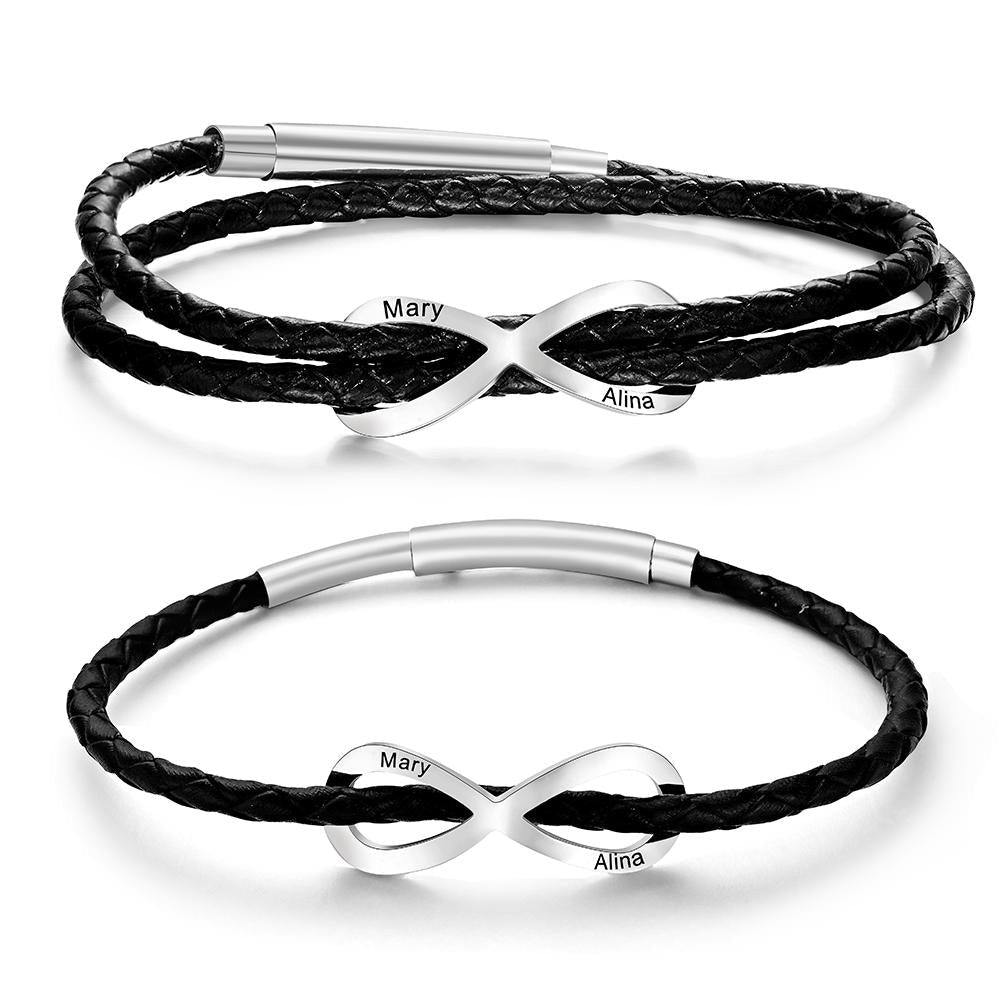 Any Names - Personalized Couple Infinity Sign Bracelet