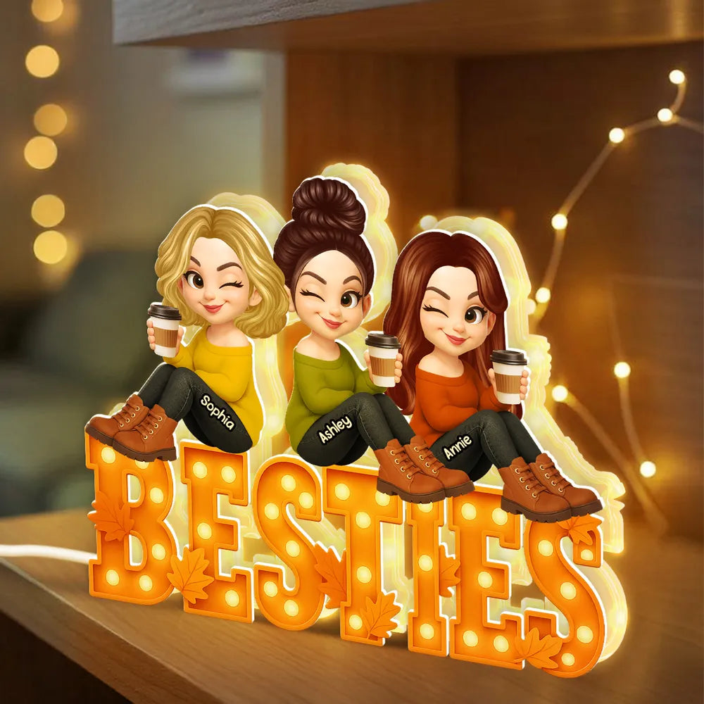 Besties Acrylic Light Box Personalized Friendship Keepsake, Cozy Bedroom Bookshelf Glow, Unique Gift for Best Friends