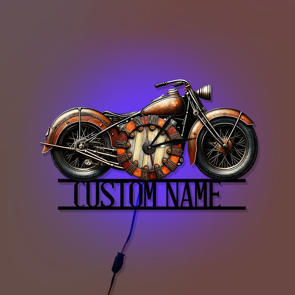 Always Time For A Ride - Personalized Biker LED Light Wall Clock