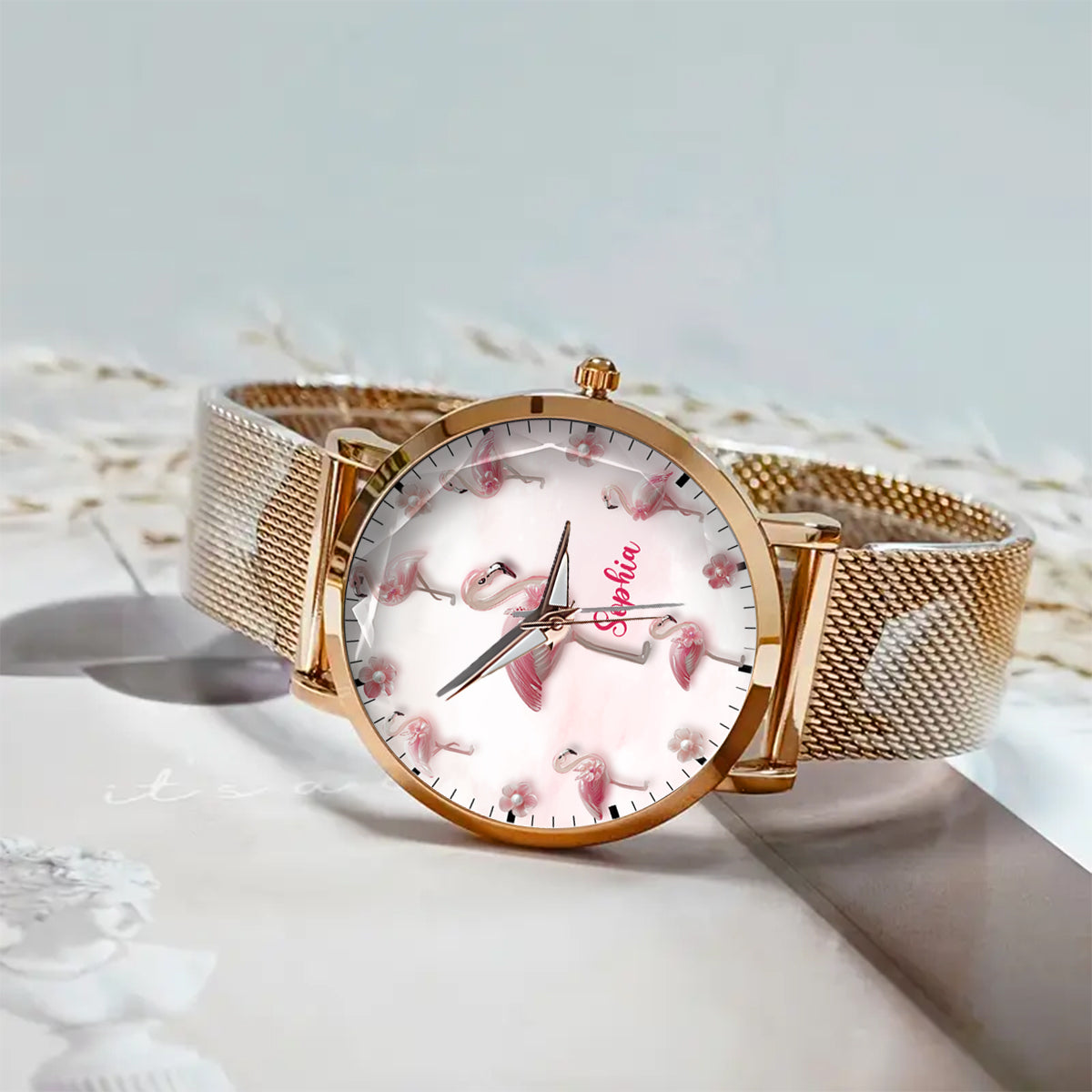 Elegance in Bloom Flamingo - Personalized Flamingo Women Hand Watch