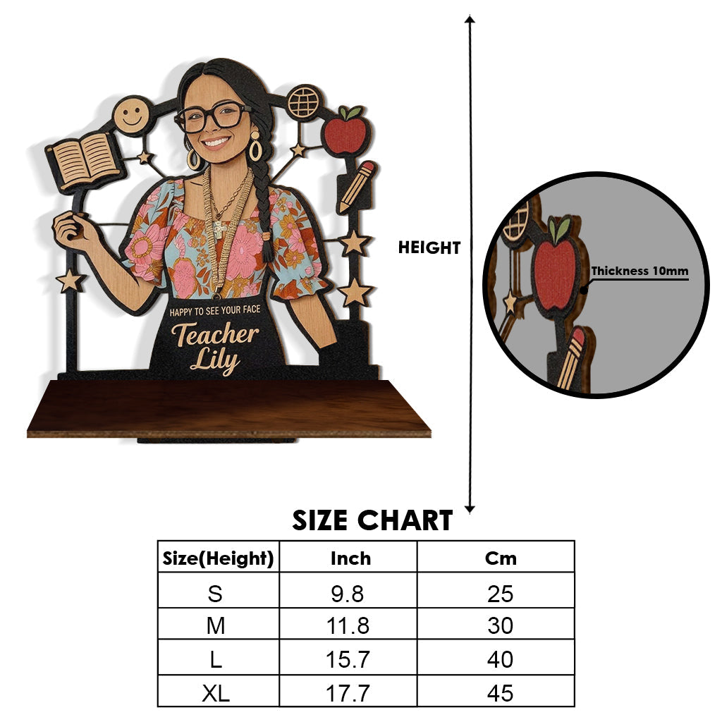 Happy To See Your Face - Personalized Teacher Wooden Floating Shelf