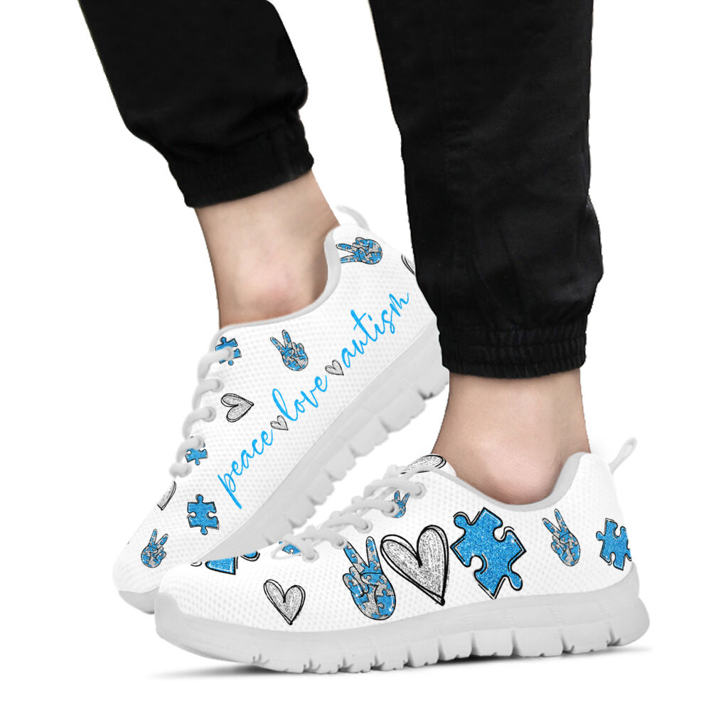 Peace Love Autism Autism Awareness Sneakers 0622