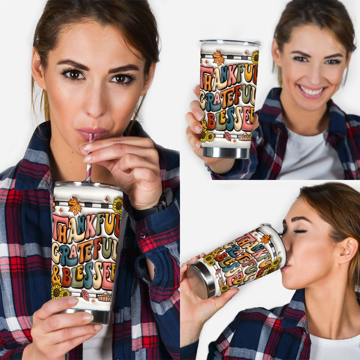 Thankful Grateful Blessed - Thanksgiving Tumbler