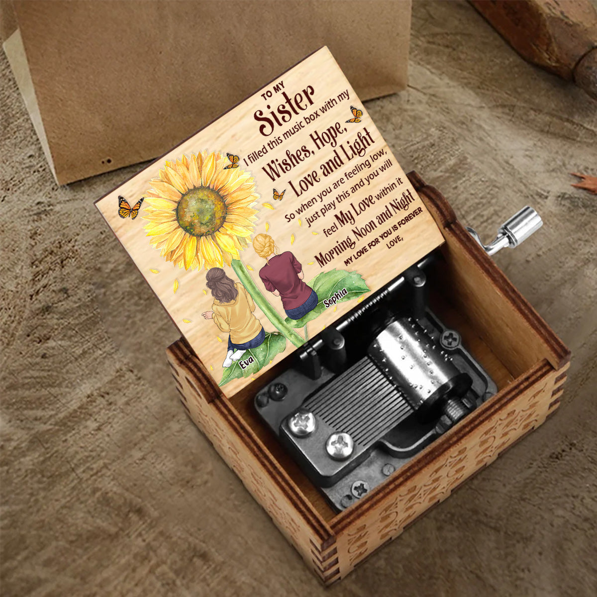 To My Daughter Granddaughter - Gift for grandma, mom, daughter, granddaughter, sister - Personalized Hand Crank Music Box
