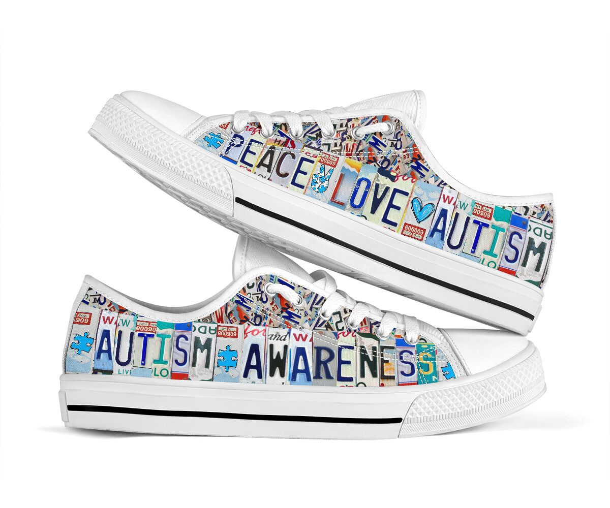 Peace Love Autism Autism Awareness Low Top Shoes 0622