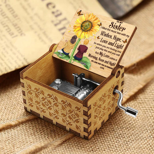 To My Daughter Granddaughter - Gift for grandma, mom, daughter, granddaughter, sister - Personalized Hand Crank Music Box