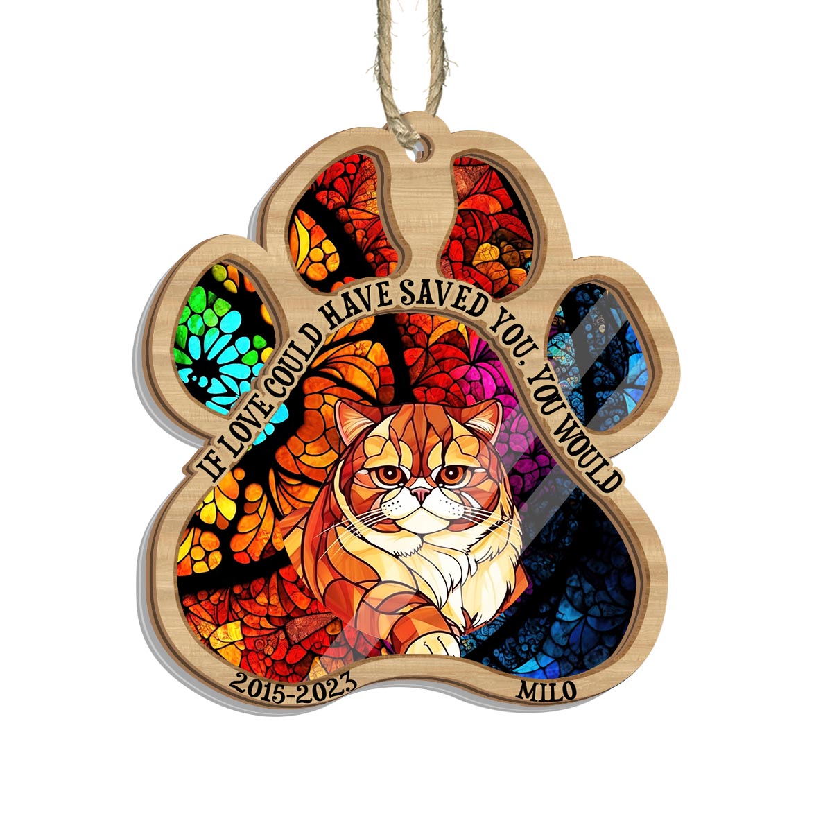 You Left Paw Prints On My Heart - Dog gift for who lose dog, who lose cat - Personalized Suncatcher