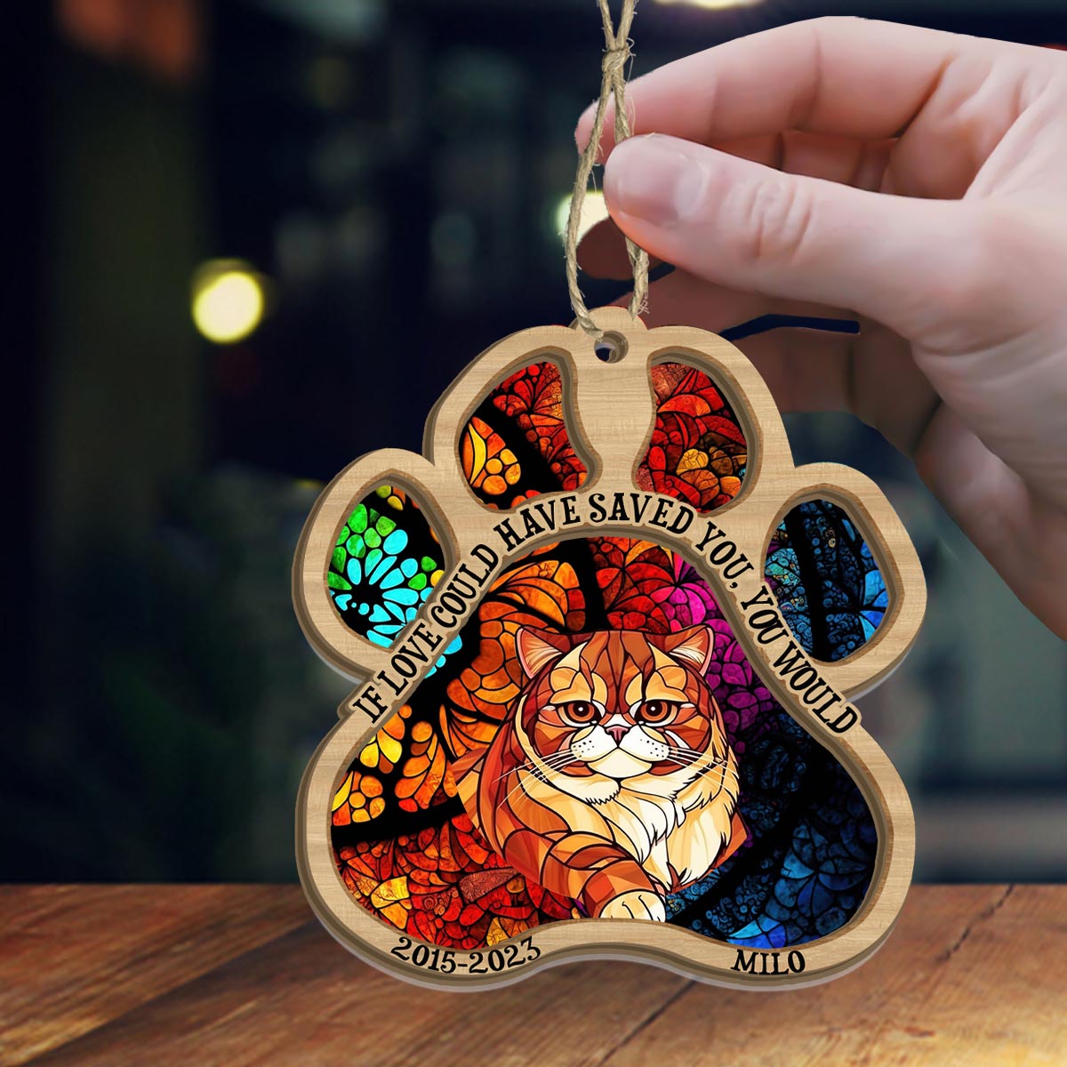 You Left Paw Prints On My Heart - Dog gift for who lose dog, who lose cat - Personalized Suncatcher