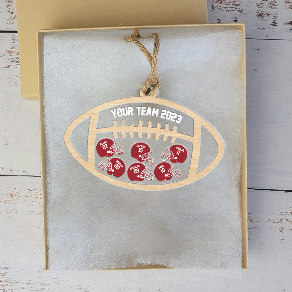 Football Team - Personalized Football 3 Layered Shaker Ornament