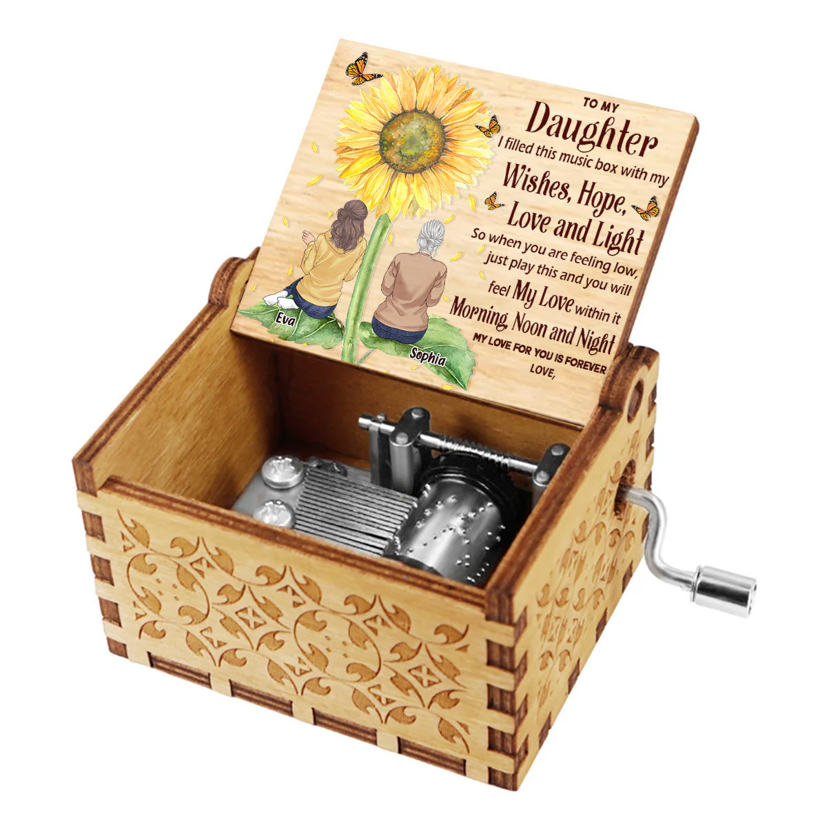 To My Daughter Granddaughter - Gift for grandma, mom, daughter, granddaughter, sister - Personalized Hand Crank Music Box