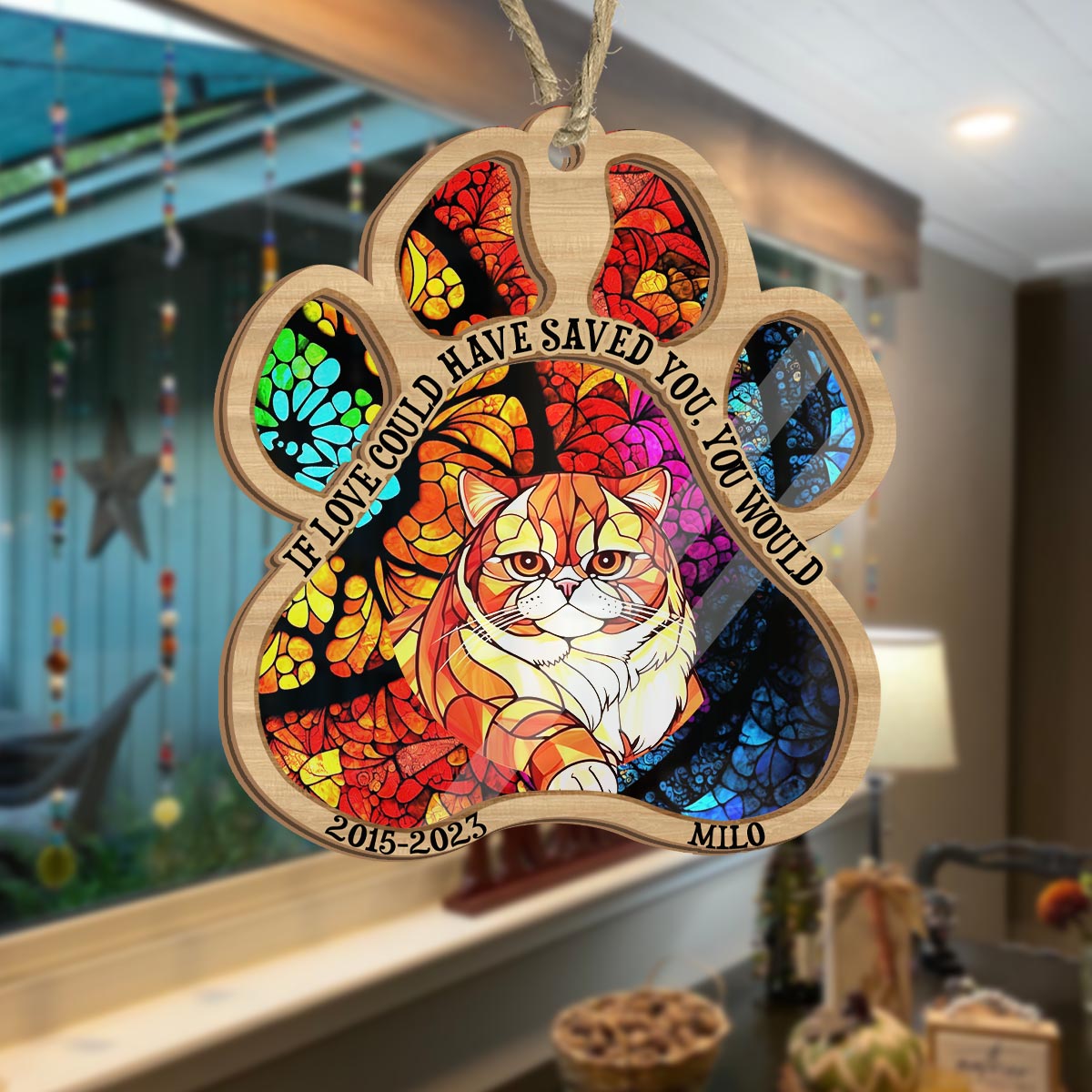 You Left Paw Prints On My Heart - Dog gift for who lose dog, who lose cat - Personalized Suncatcher