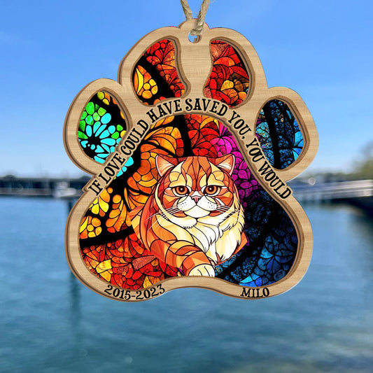 You Left Paw Prints On My Heart - Dog gift for who lose dog, who lose cat - Personalized Suncatcher