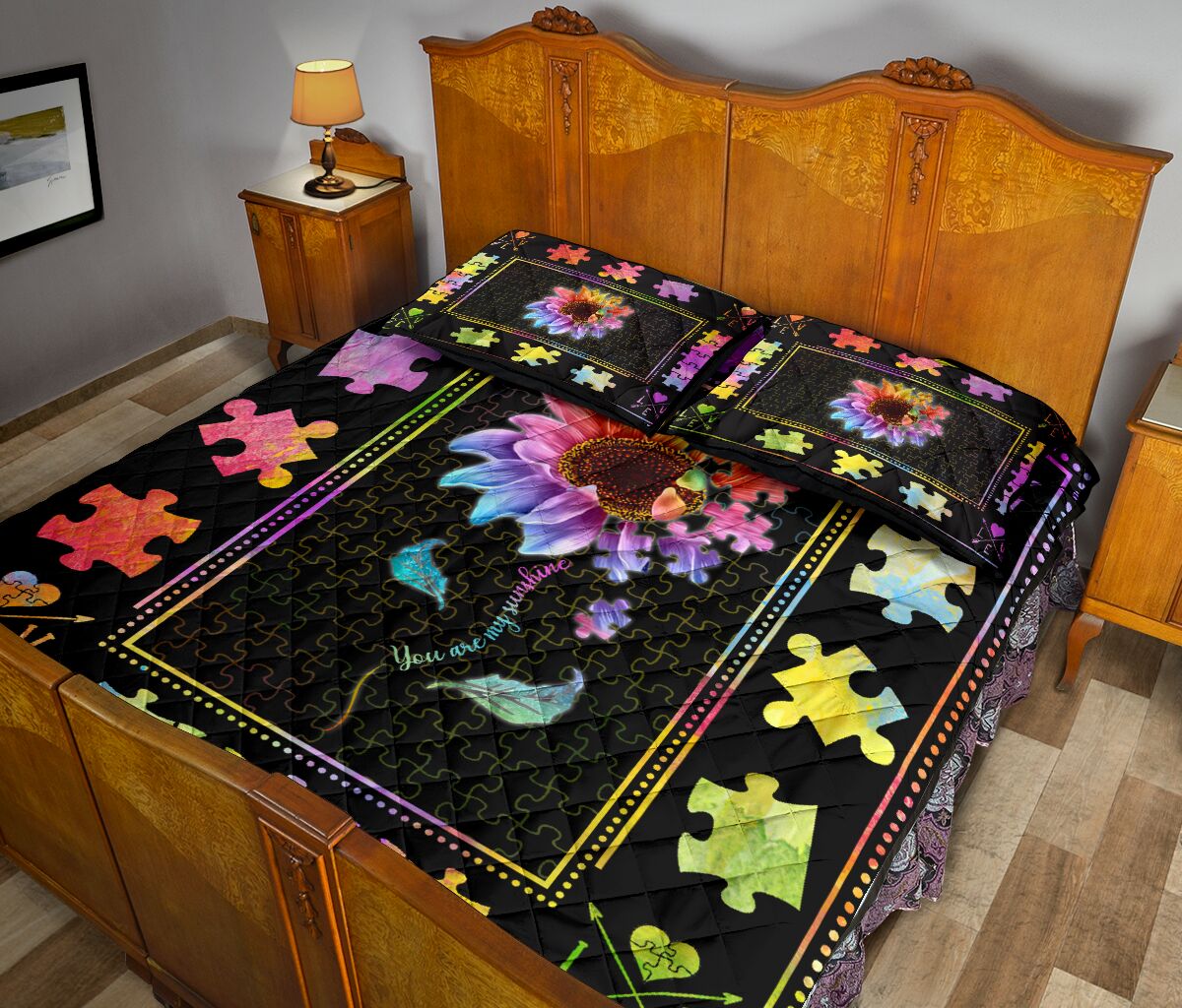 You Are My Sunshine Autism Awareness Quilt Set 0622