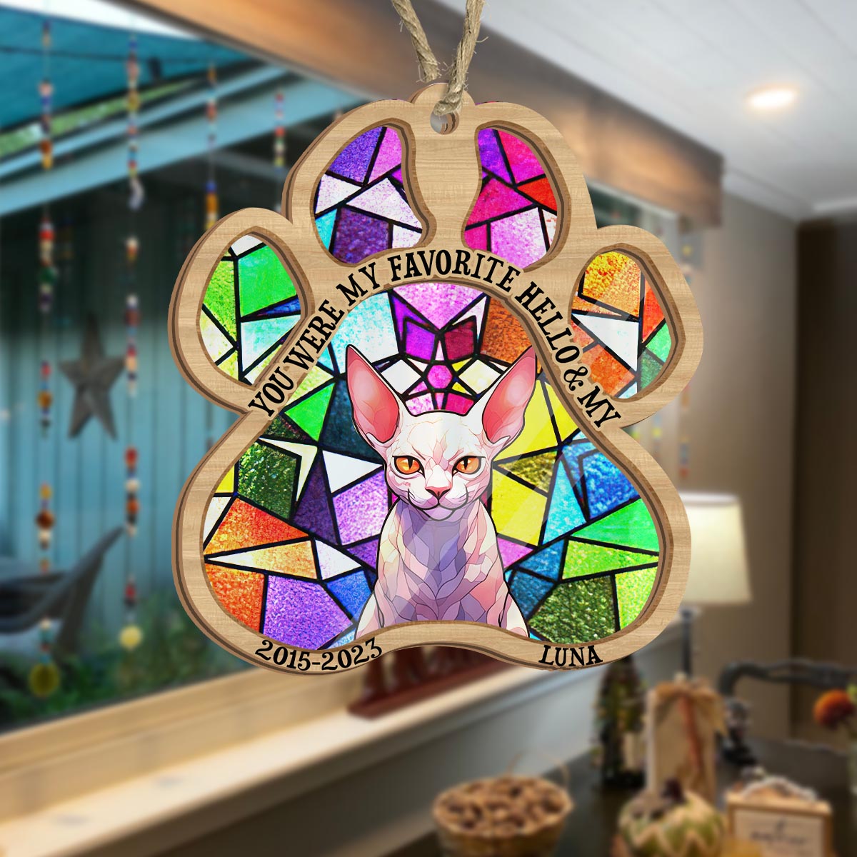 You Left Paw Prints On My Heart - Dog gift for who lose dog, who lose cat - Personalized Suncatcher