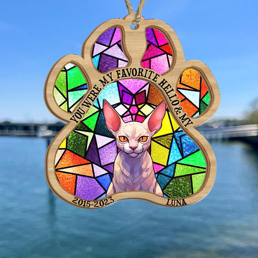 You Left Paw Prints On My Heart - Dog gift for who lose dog, who lose cat - Personalized Suncatcher