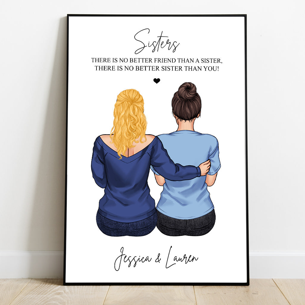 No Better Friend - Personalized Sibling Canvas And Poster