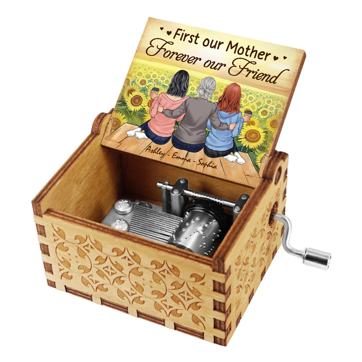 Mother And Daughter - Personalized Mother Hand Crank Music Box