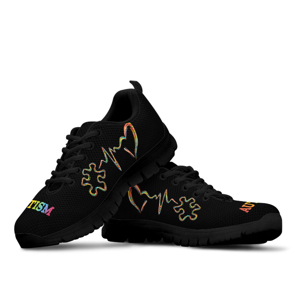 Puzzle Piece Heart Beat Autism Awareness Sneakers 0622