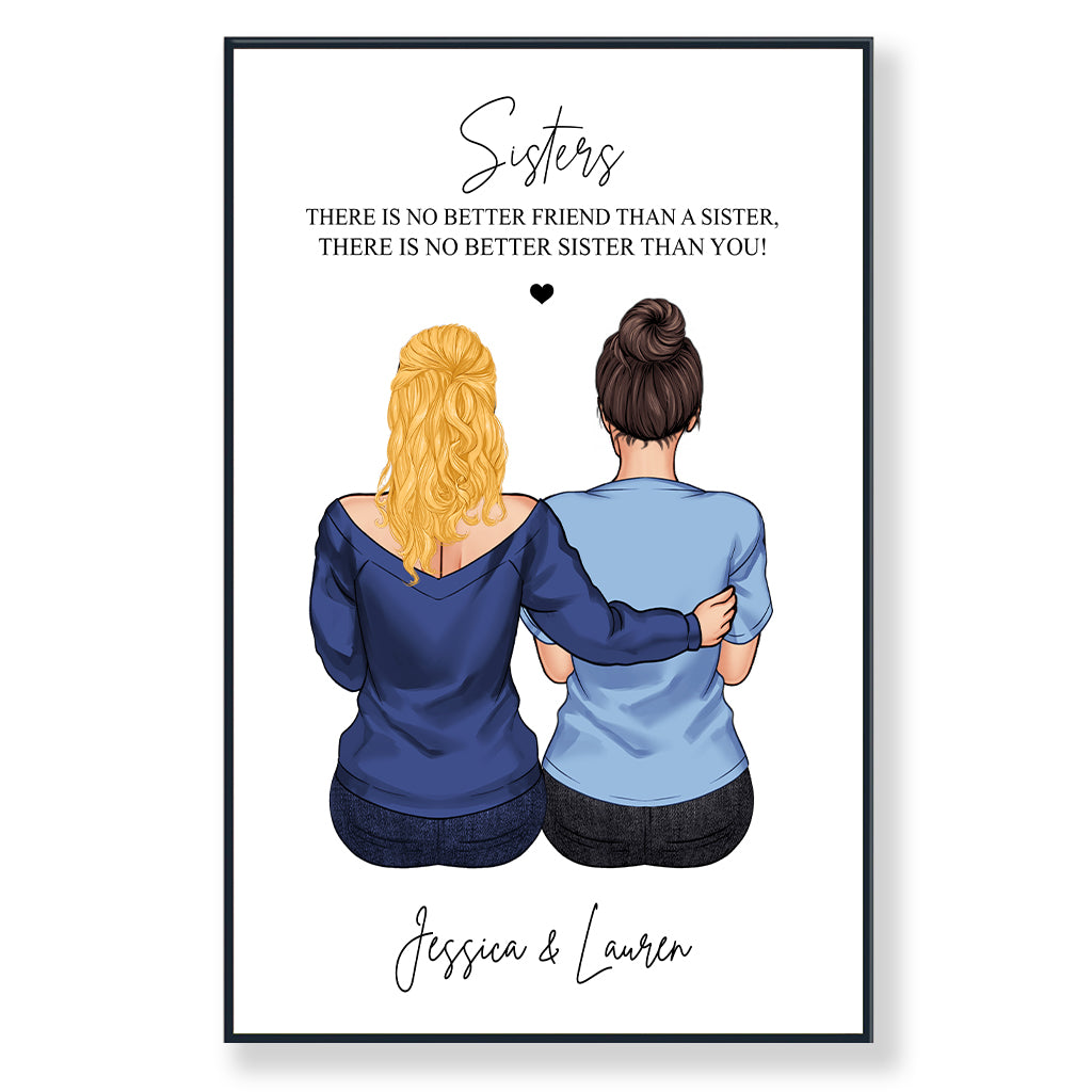 No Better Friend - Personalized Sibling Canvas And Poster