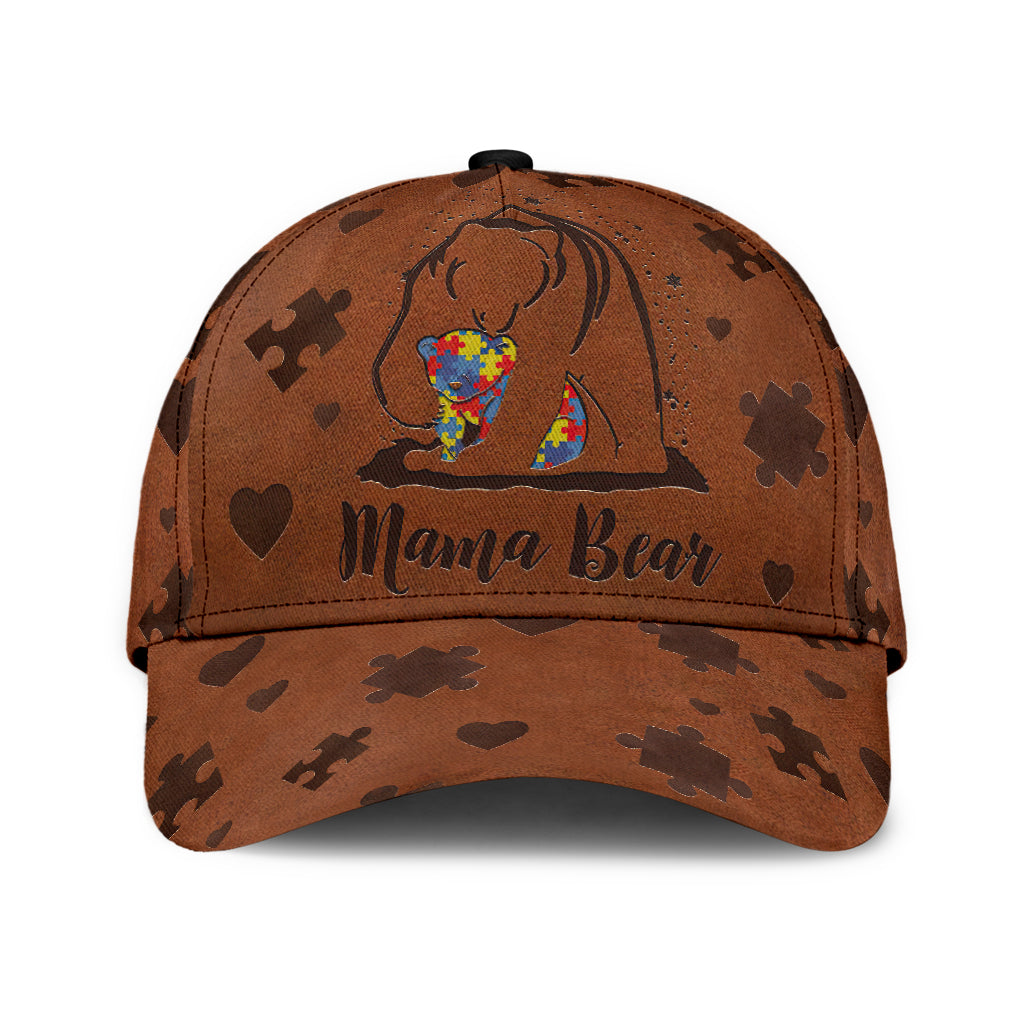 Mamabear Leather Pattern Print Autism Awareness Classic Cap 0622