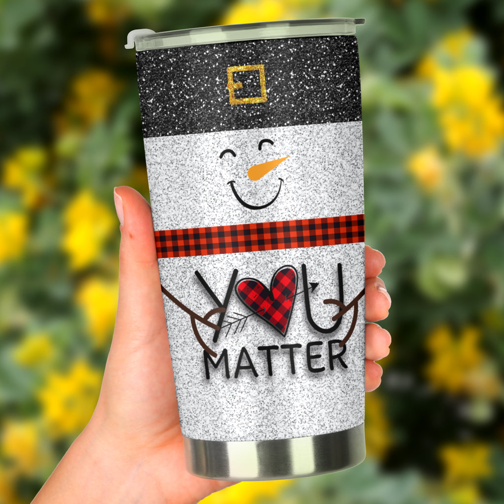 You Matter - Teacher Tumbler With Faux Glitter Print 0622