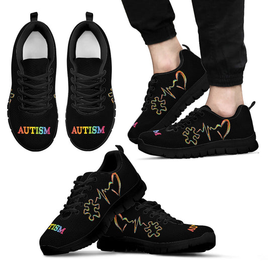 Puzzle Piece Heart Beat Autism Awareness Sneakers 0622