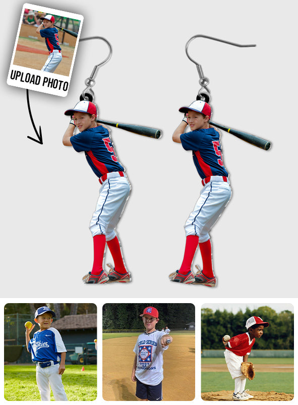 Personalized Photo Earrings - Baseball gift for mom - Personalized Earrings