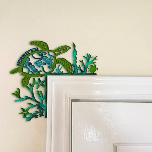 Salty Lil' Beach - Personalized Turtle Door Frame Decoration
