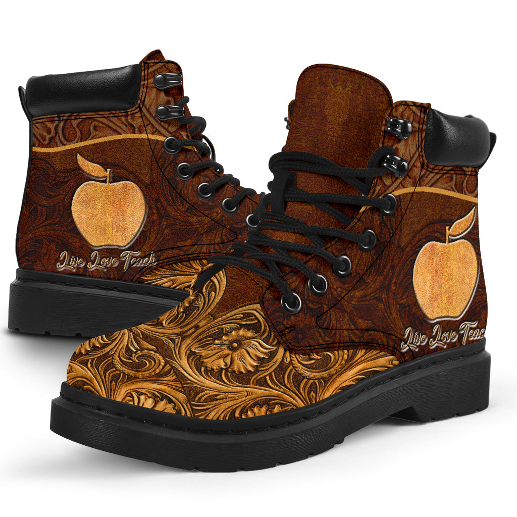 Live Love Teach Teacher All Season Boots 0622