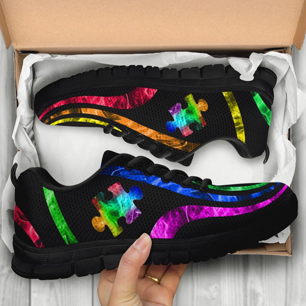 Smokey Rainbow Puzzle Autism Awareness Sneakers 0622