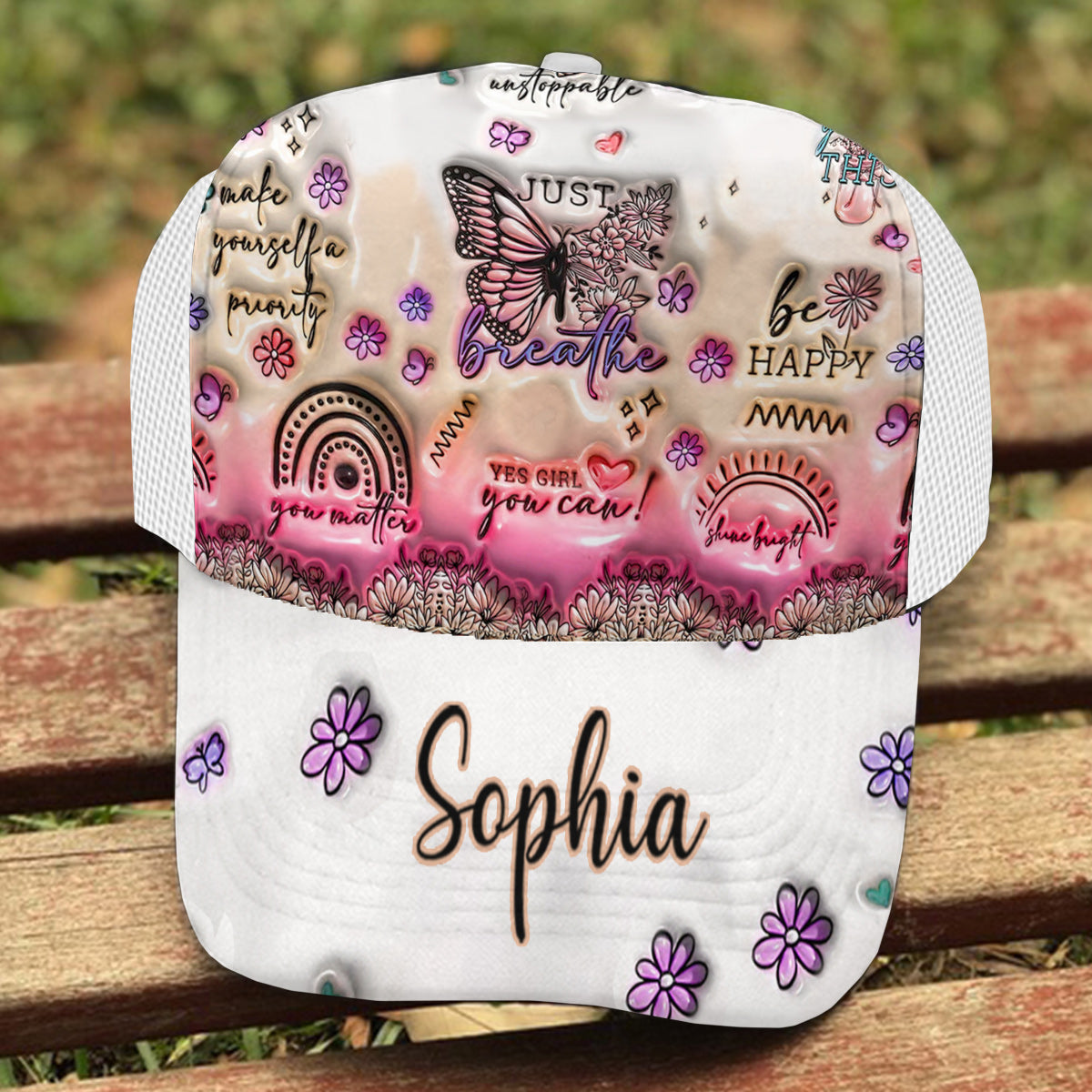 Positive Affirmations Butterfly - Personalized Butterfly Trucker Hat