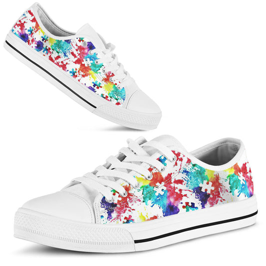 Rainbow Puzzle Autism Awareness Low Top Shoes 0622
